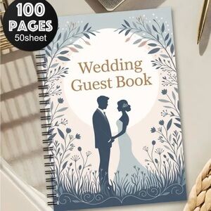Elegant Wedding Guest Book - Blue and White